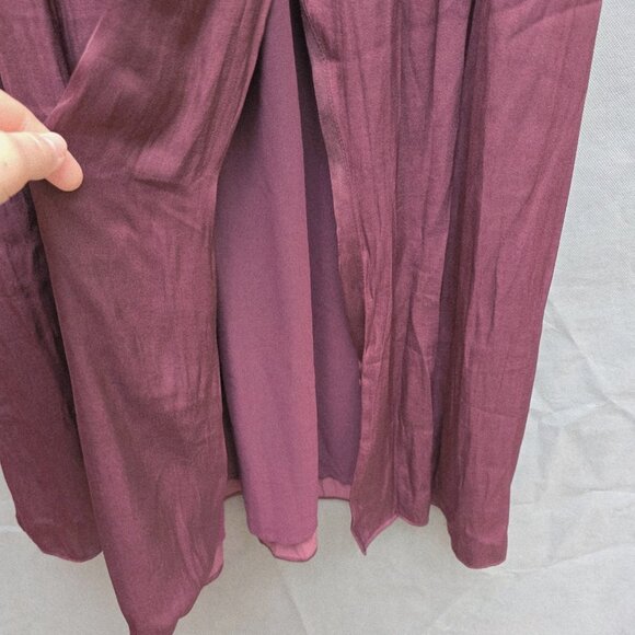 Anthropologie Size XS Burgundy Red Maxi Skirt Front Slit - Picture 4 of 6